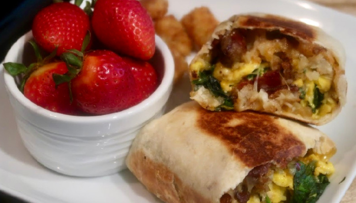 Bacon, Sausage & Eggs Breakfast Burrito